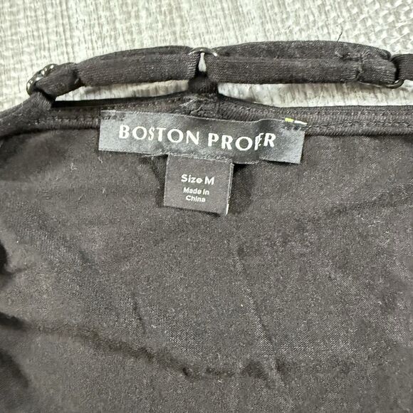 Boston Proper Black Lace Embroidered Camisole Double Straight Cross Strap Size M - Picture 5 of 6